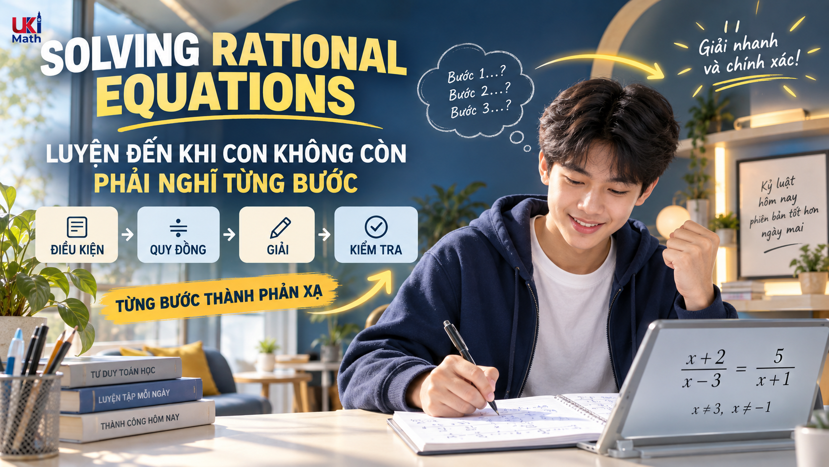 6. Solving Rational Equations: luyện đến khi con không còn phải nghĩ từng bước